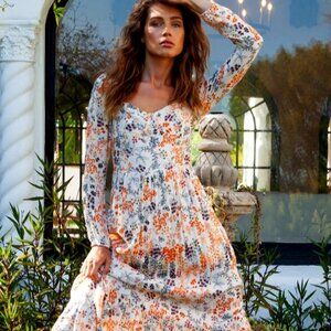 HALE BOB Floral Print Long Sleeve Maxi Dress